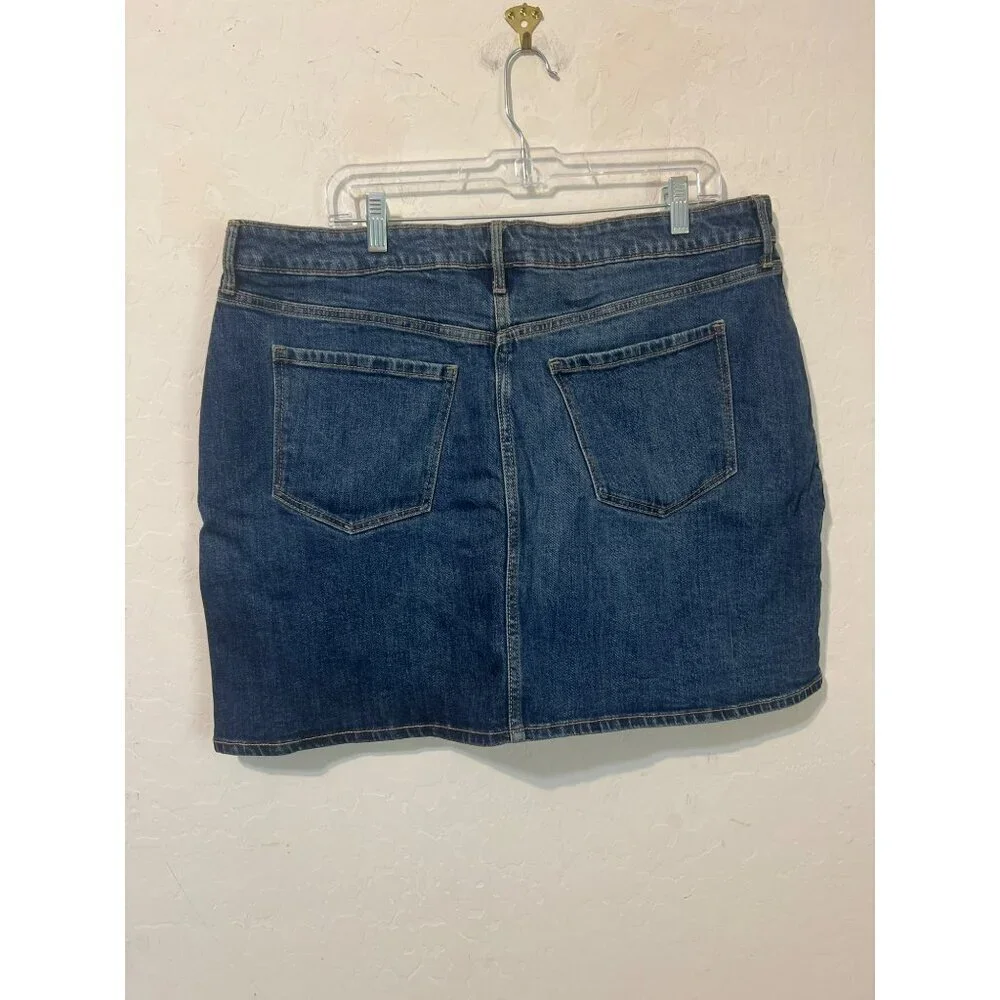 Old Navy High Rise Secret Slim Pockets Sz 16 Button Down Jean Mini Skirt Medium - Picture 3 of 6